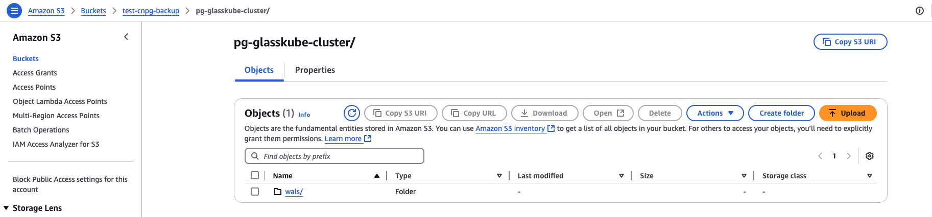 WAL backup in S3 bucket